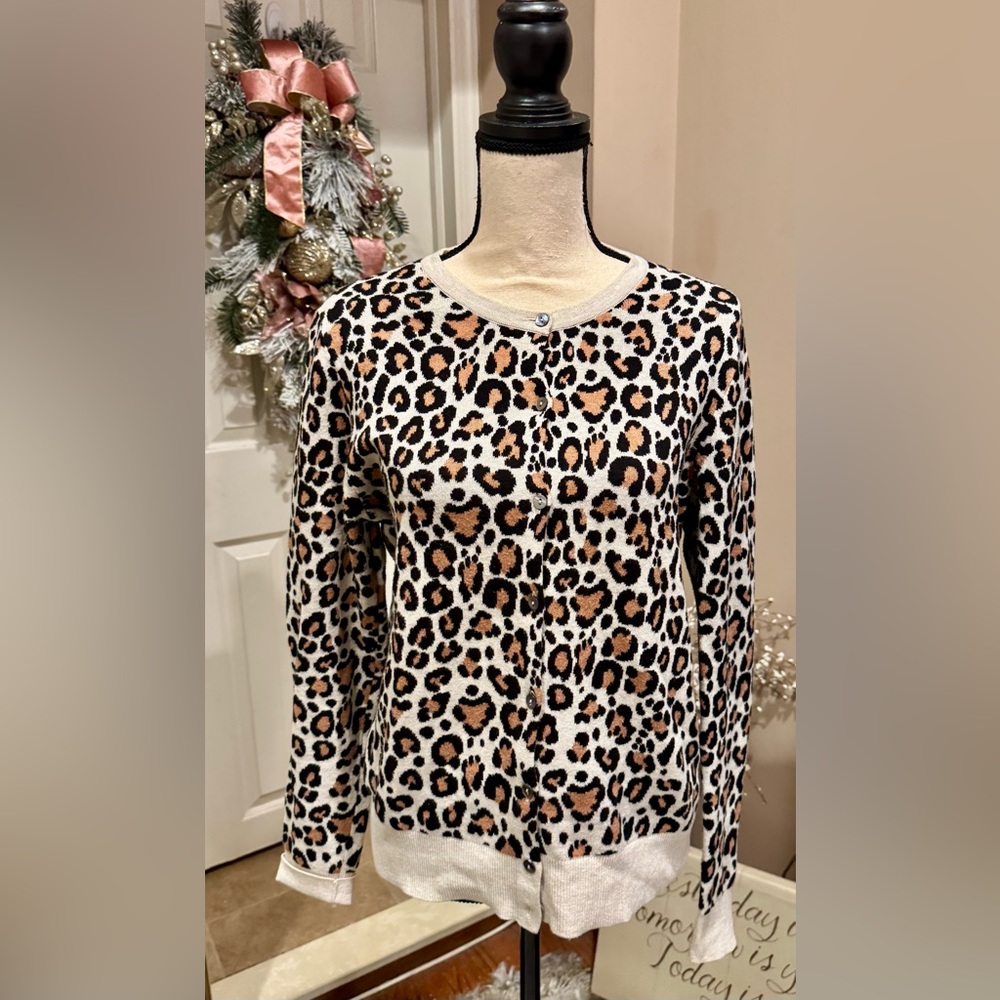 Leopard Print Cardigan Sweater